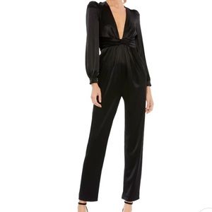 Black Ieena for Mac Duggal long sleeve jumpsuit